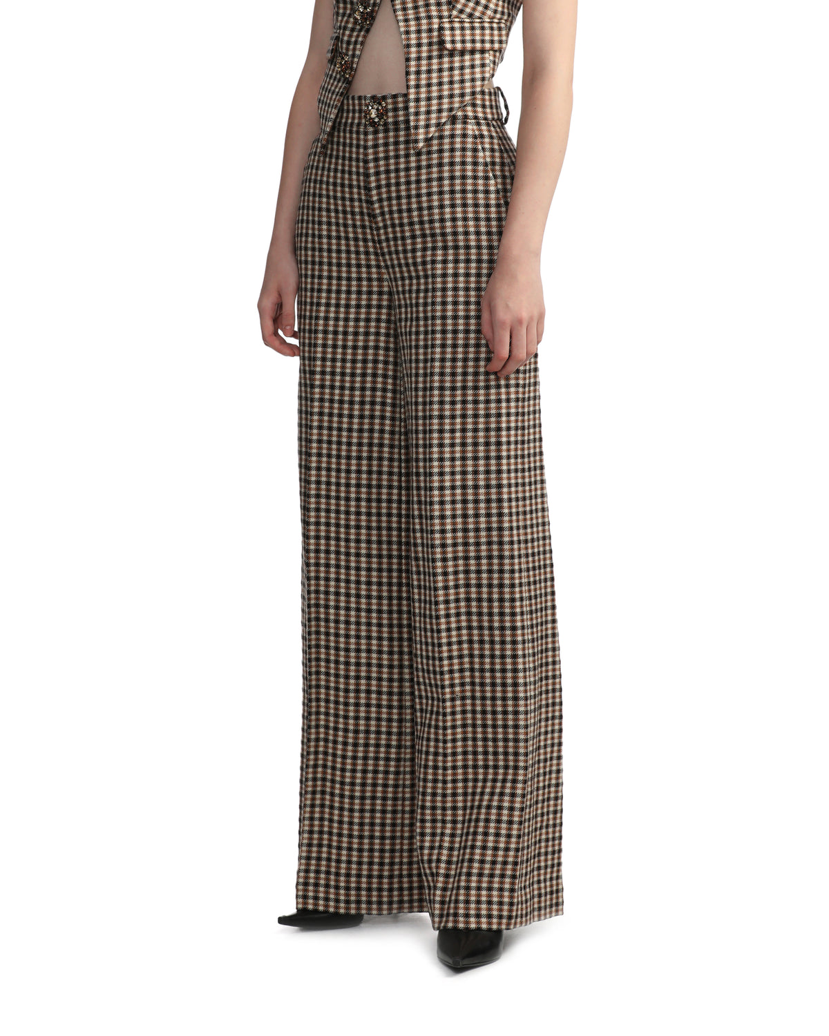 Crystal button trousers