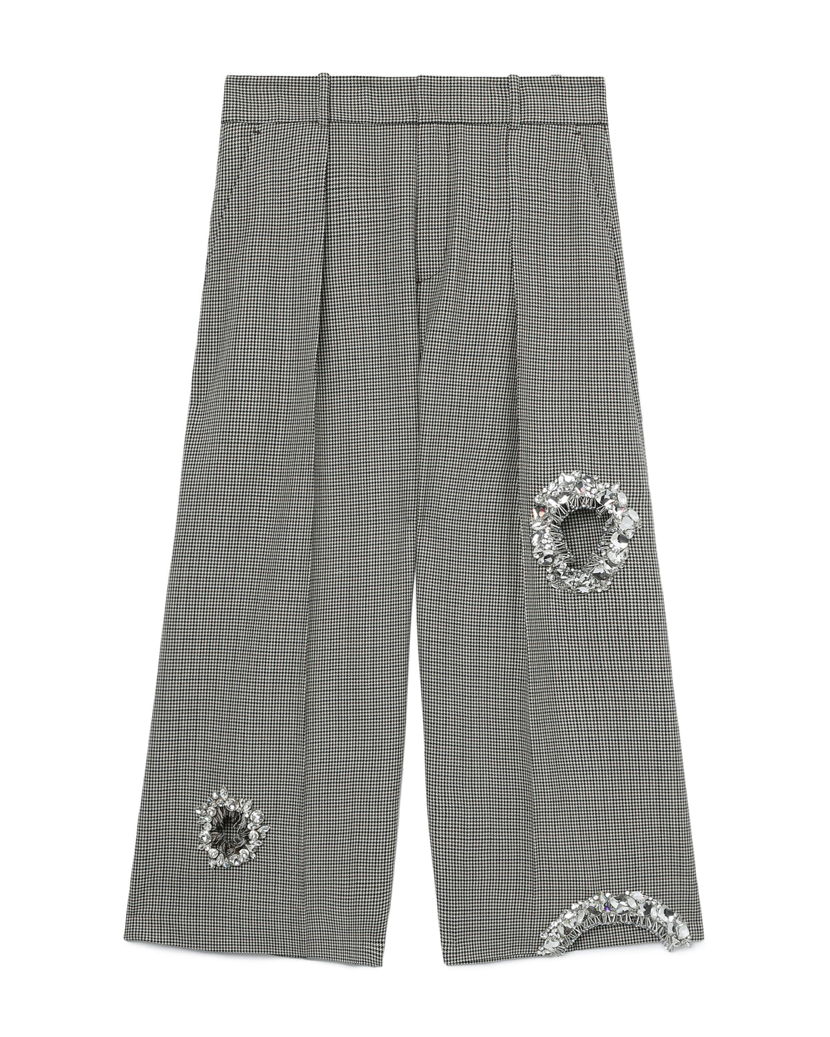 Distressed crystal cropped pants