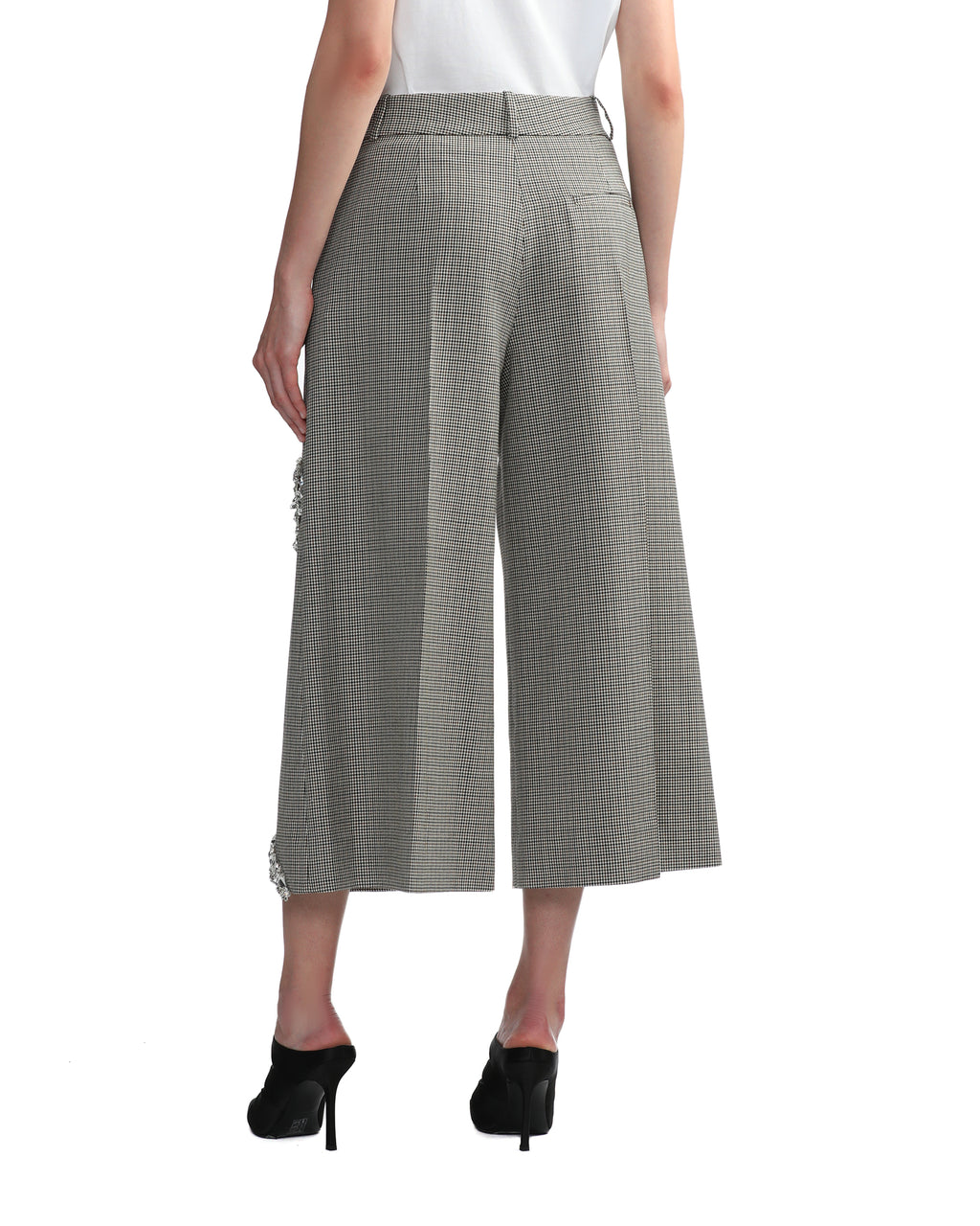 Distressed crystal cropped pants
