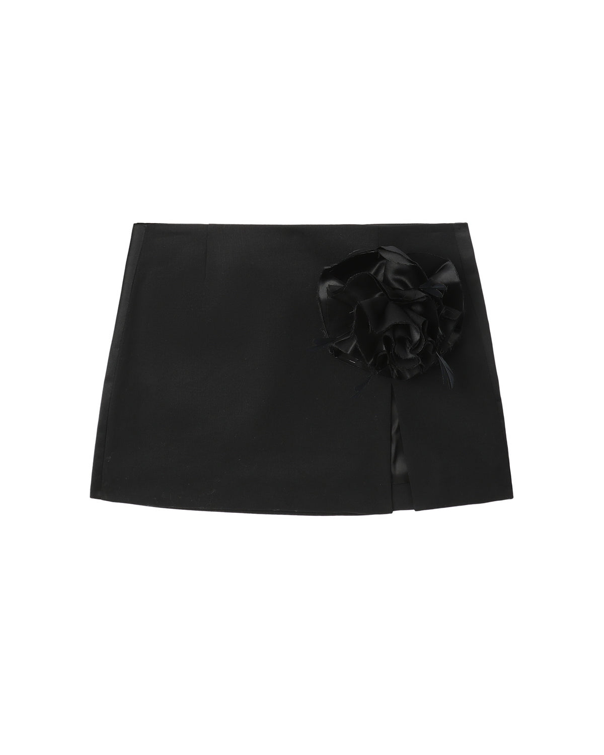 Floral-appliqué wool miniskirt