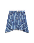 Sunray denim ruffle mini skirt