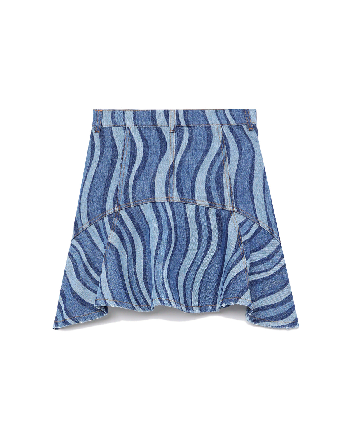Sunray denim ruffle mini skirt