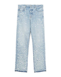 Floral-appliqué straight-leg jeans