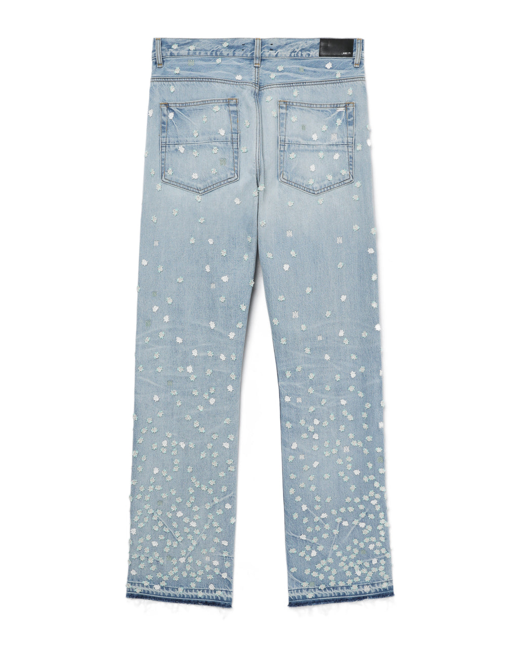 Floral-appliqué straight-leg jeans