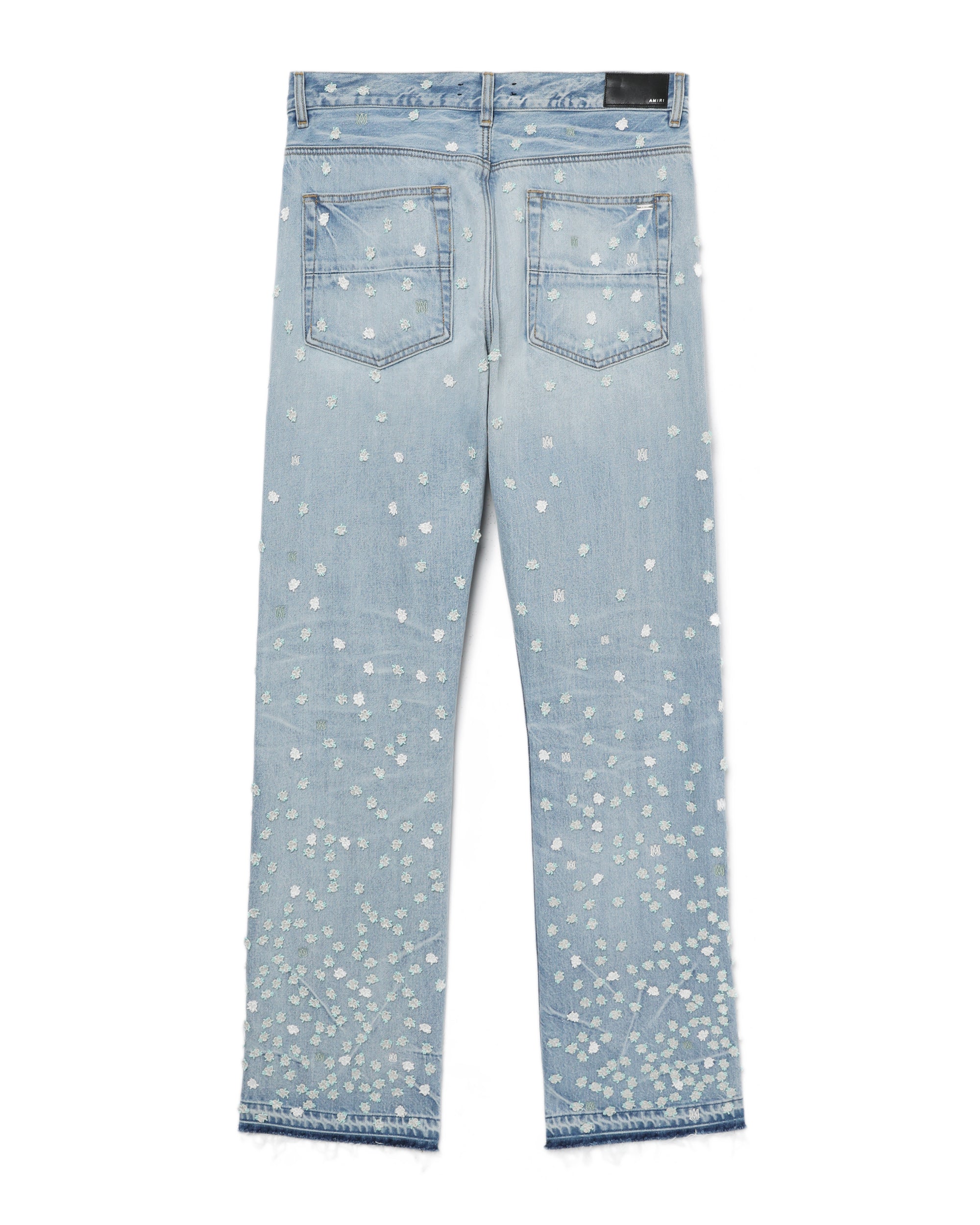 Floral-appliqué straight-leg jeans