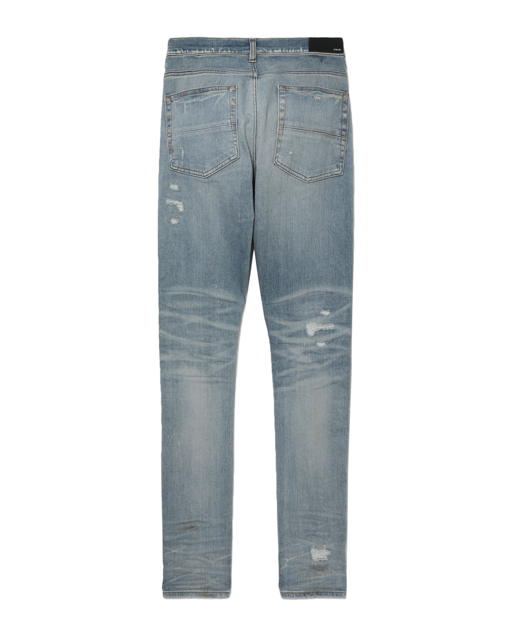 Distressed patchwork denim jeans
