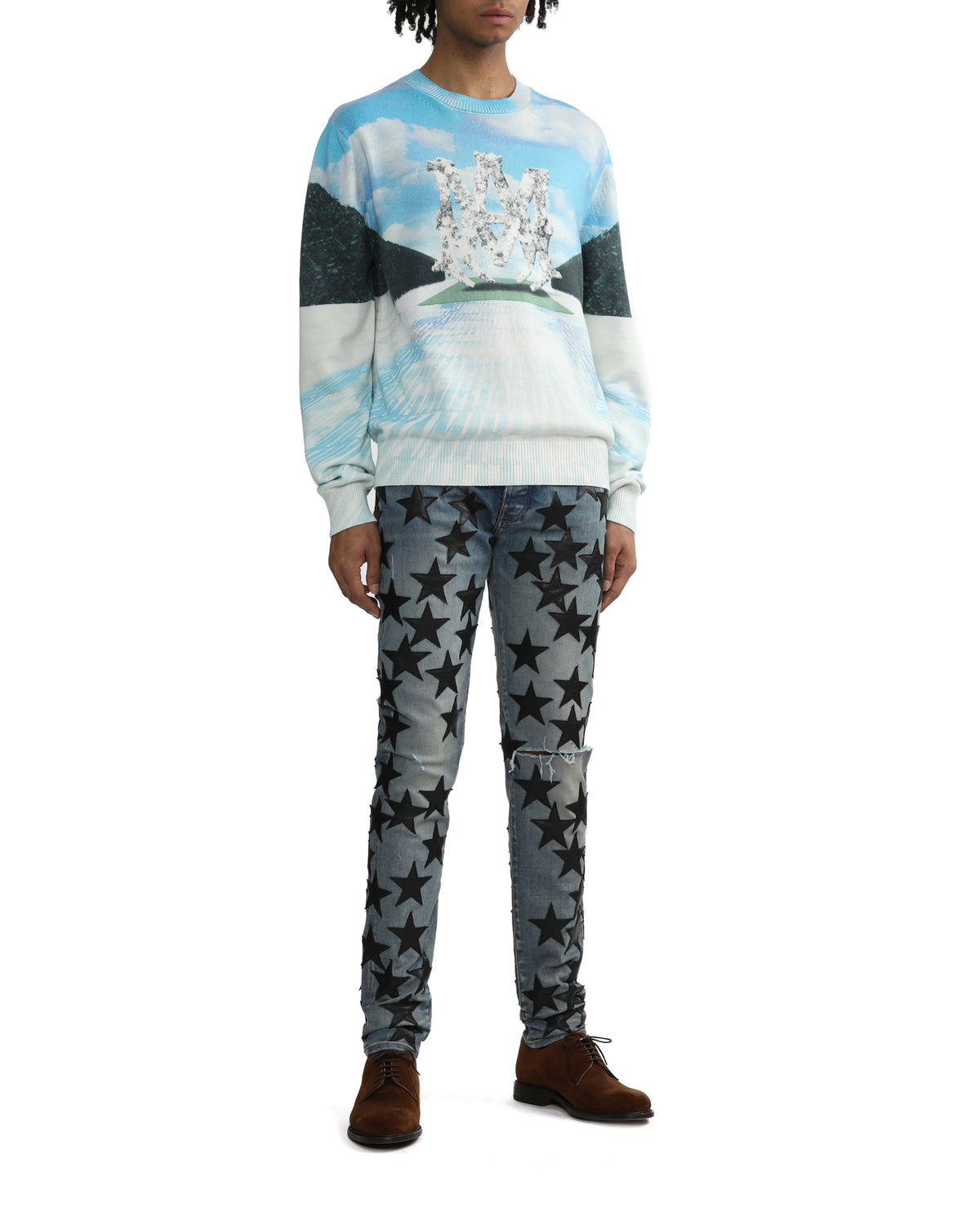 Printed runway logo knit sweater