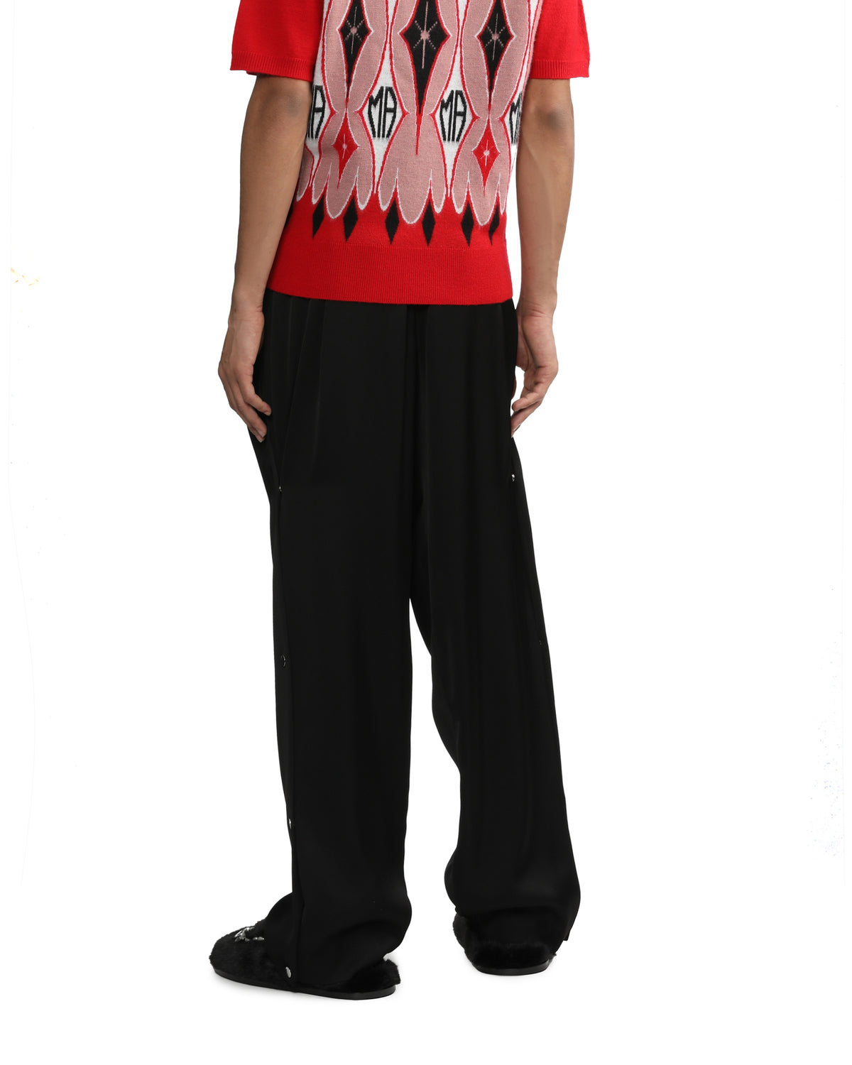 Side pleat snap pants