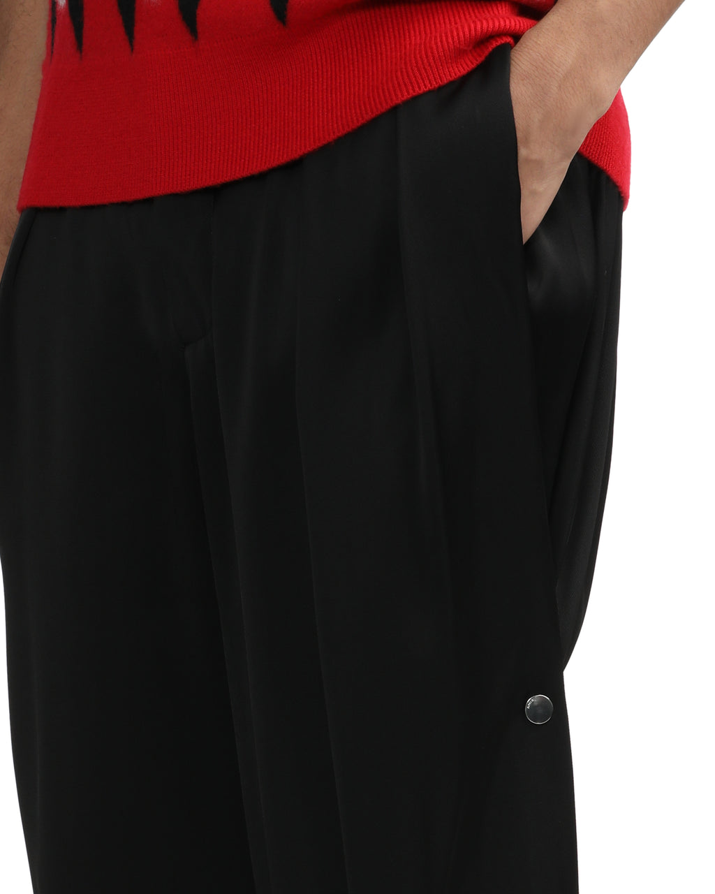 Side pleat snap pants