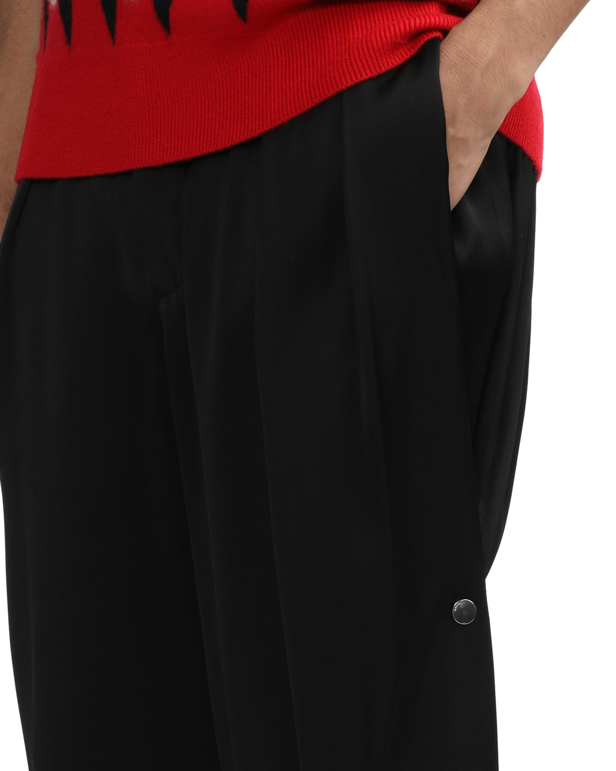 Side pleat snap pants