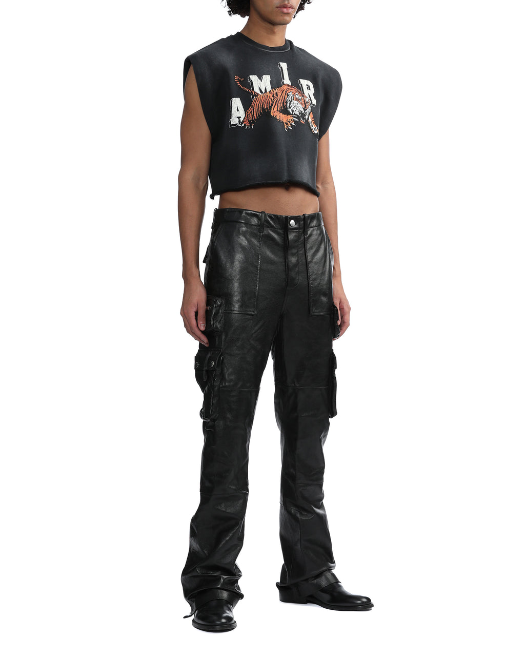 Leather cargo pants
