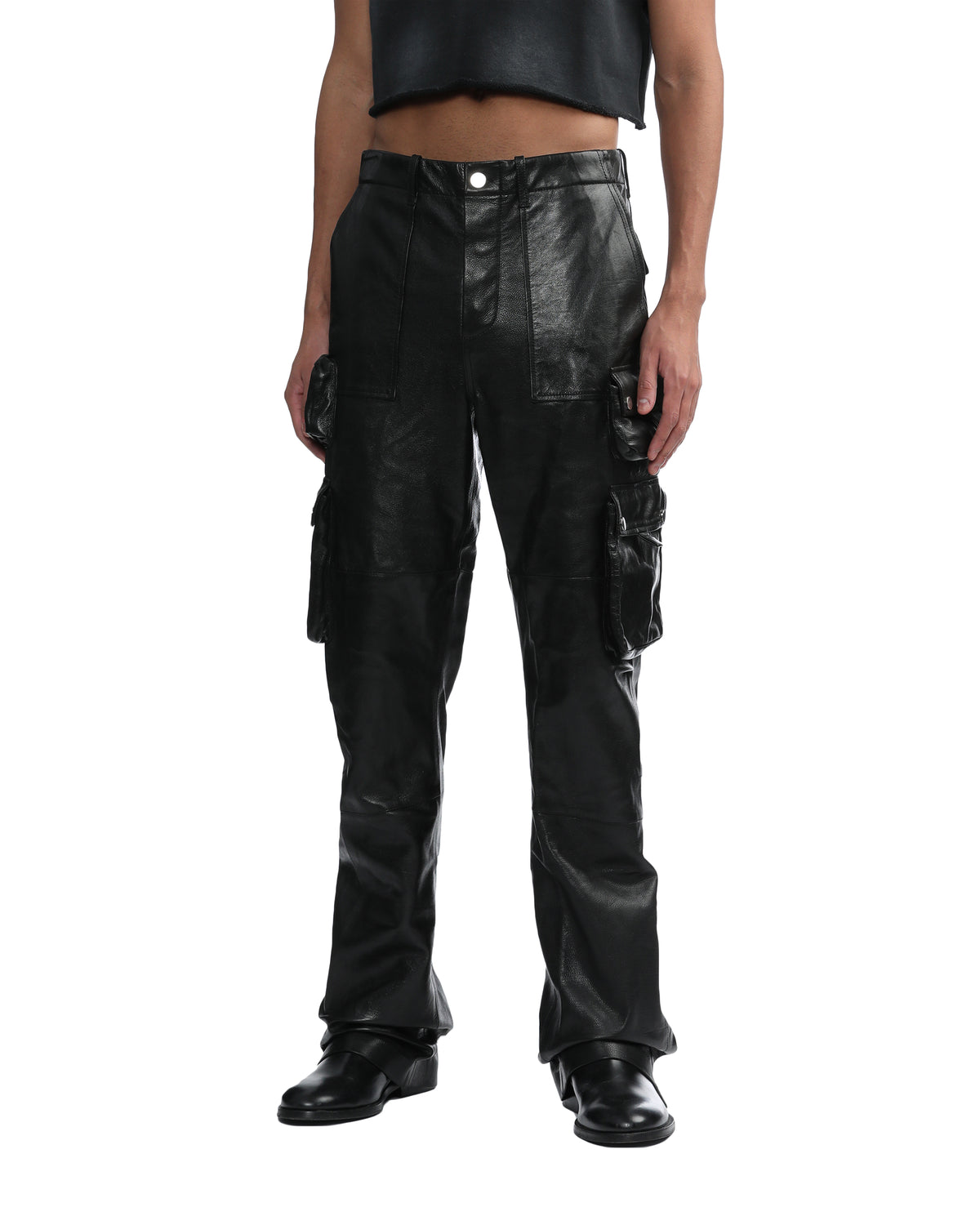 Leather cargo pants