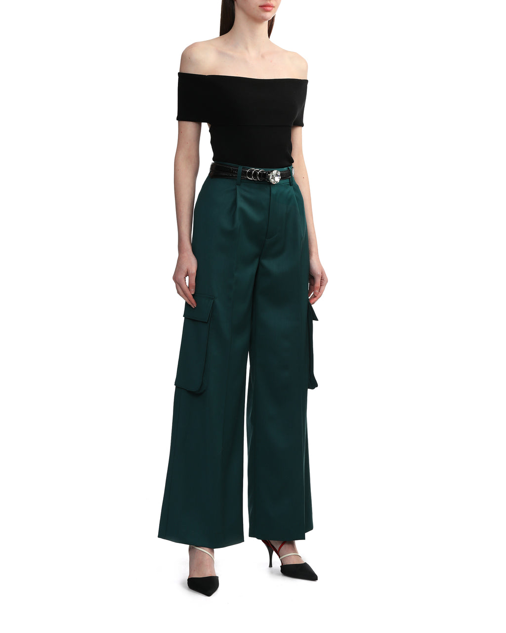 Wide pleated cargo pants