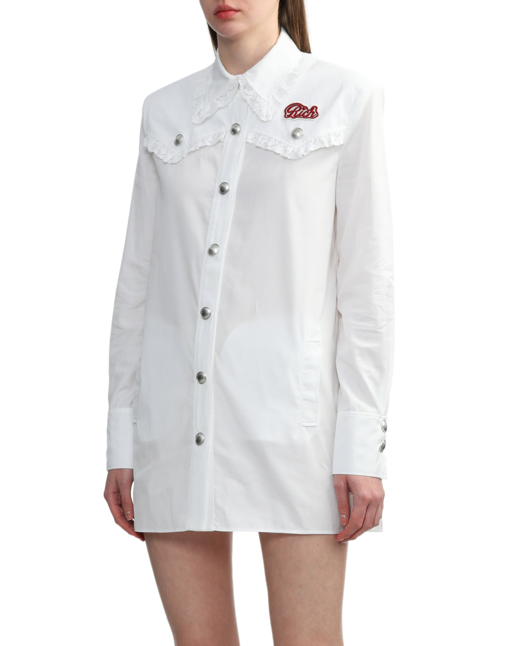 Lace trimmed shirt dress