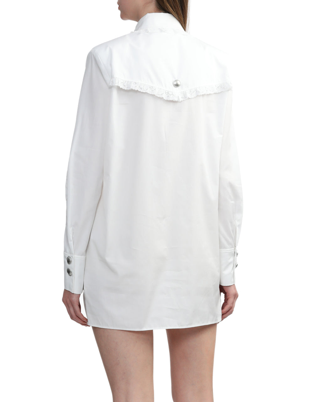 Lace trimmed shirt dress