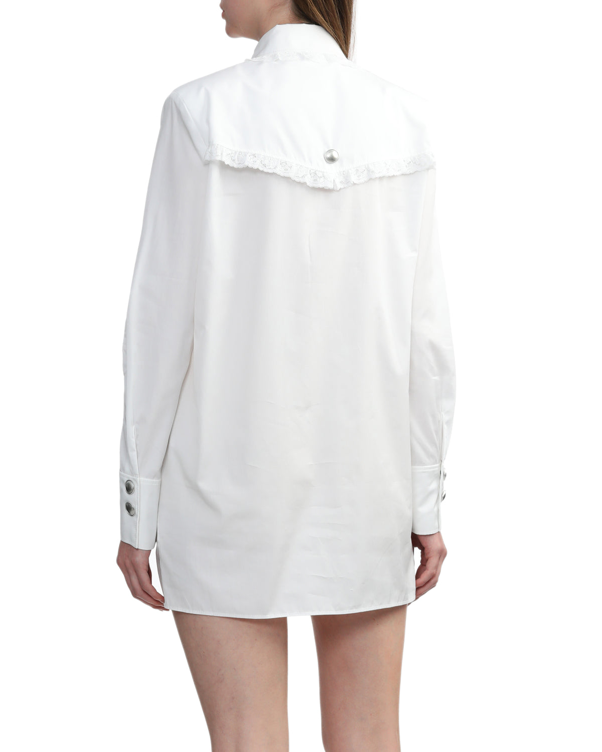 Lace trimmed shirt dress