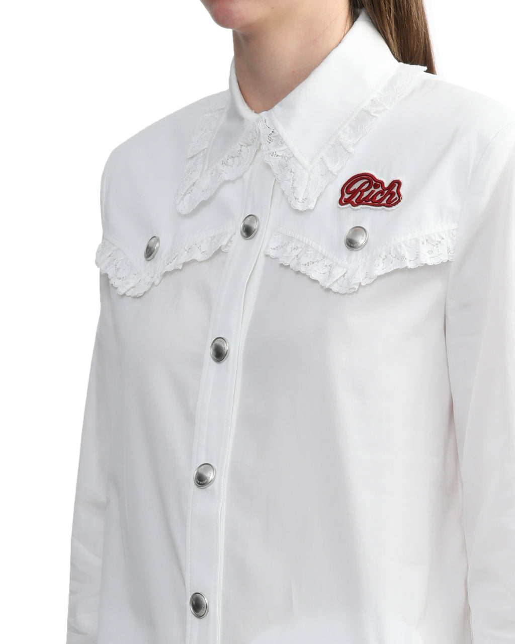 Lace trimmed shirt dress