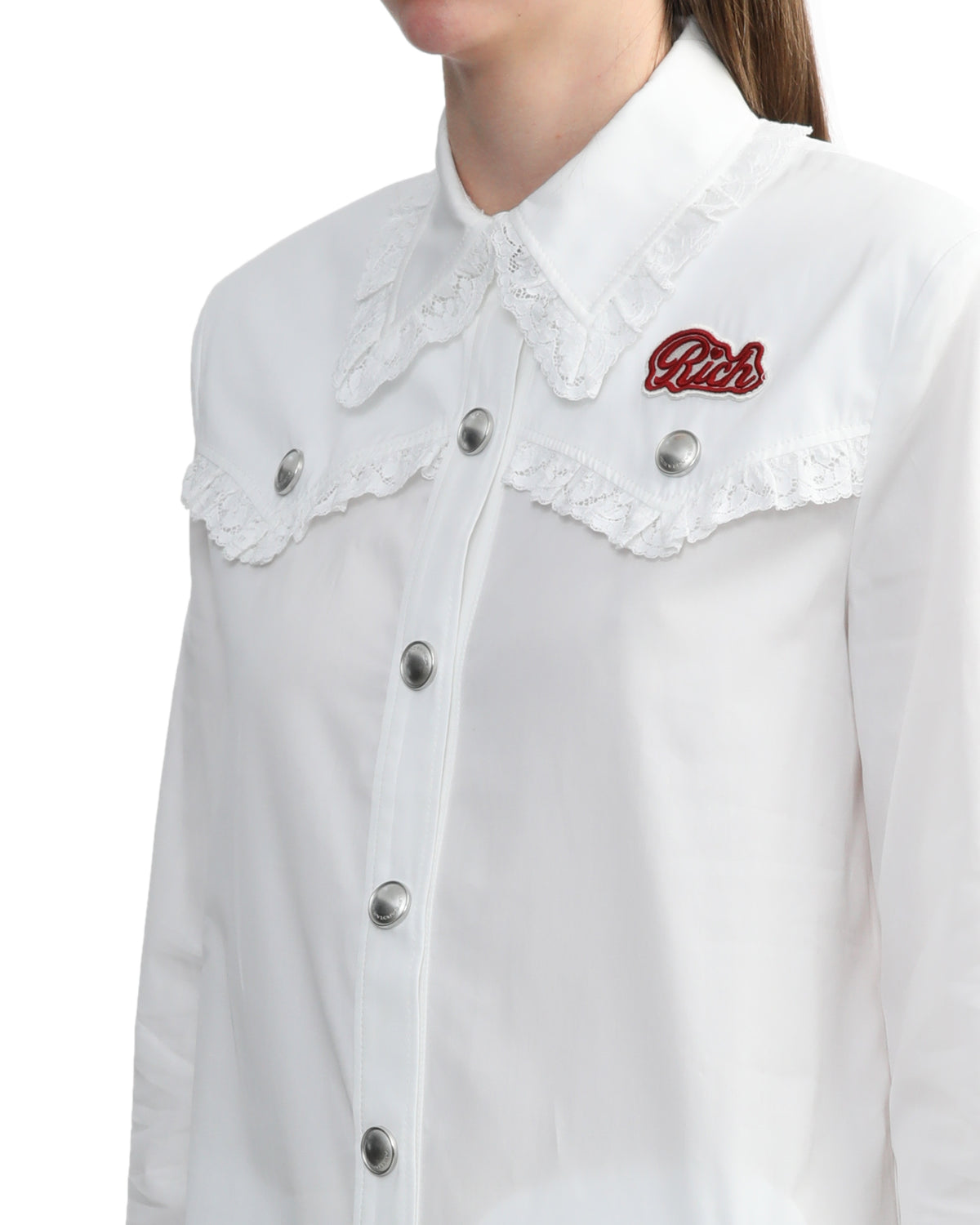 Lace trimmed shirt dress