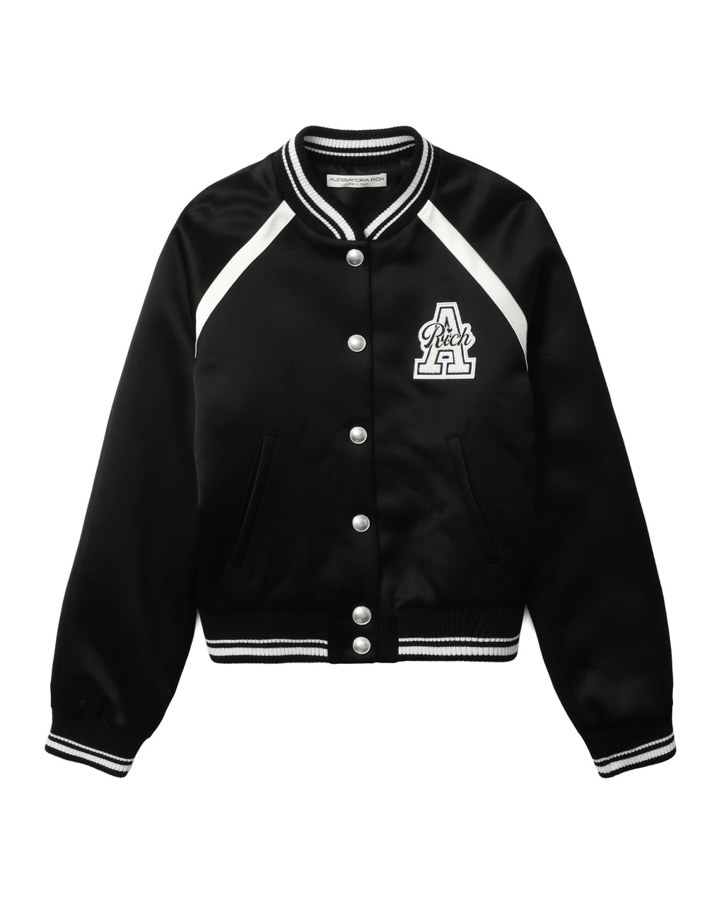 Satin bomber jacket with patch