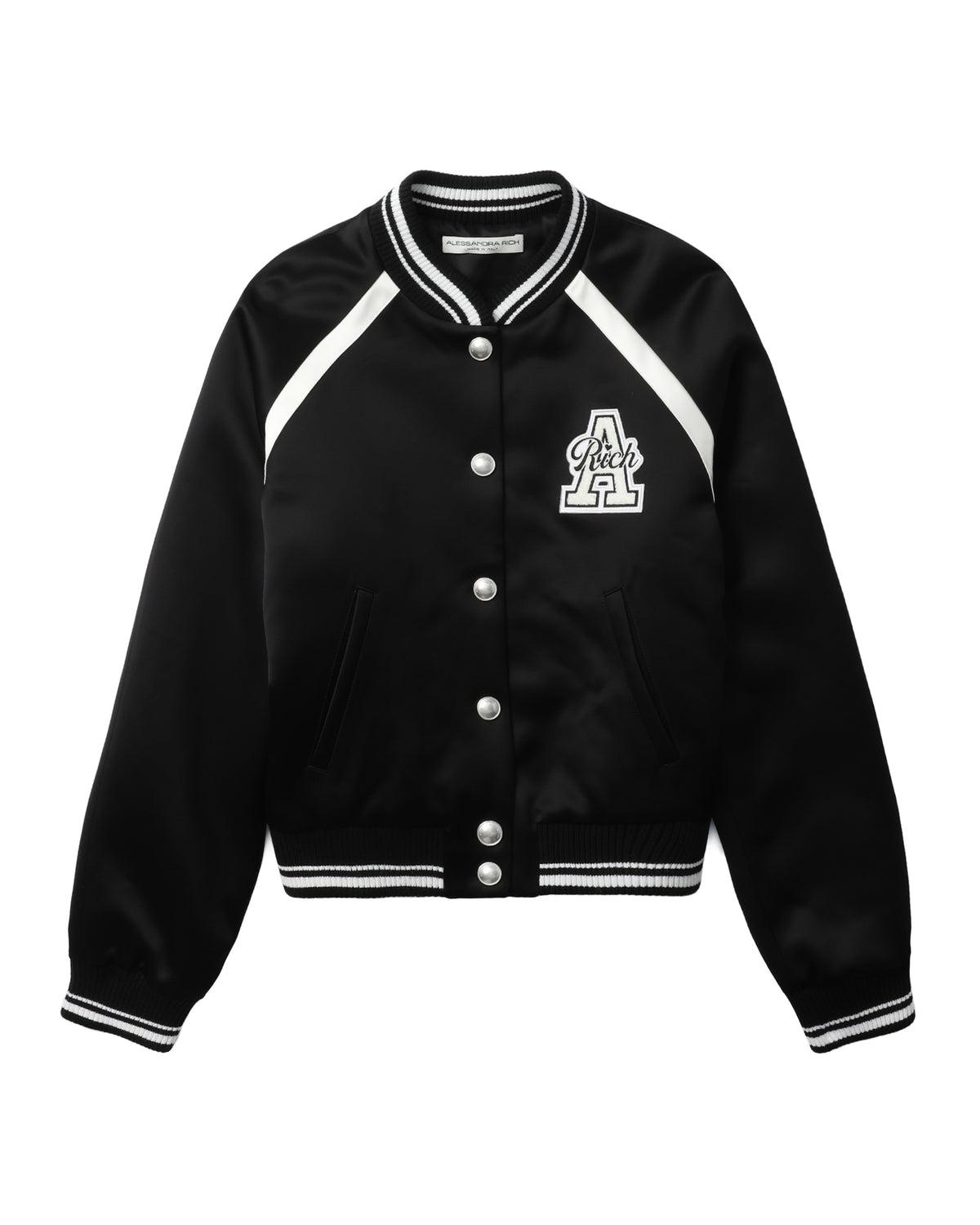 Satin bomber jacket with patch