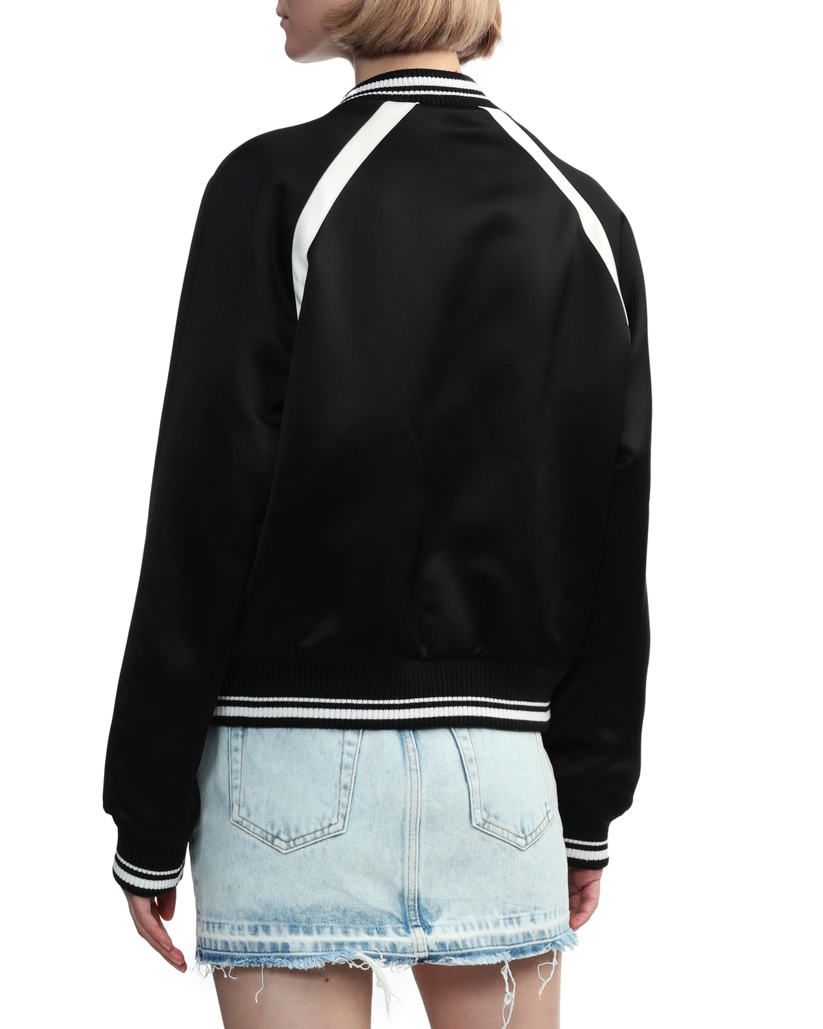 Satin bomber jacket with patch