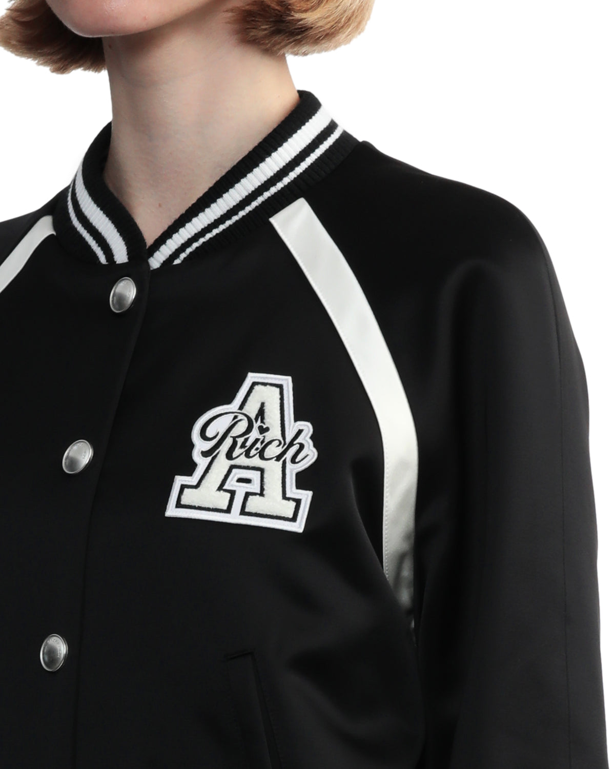 Satin bomber jacket with patch