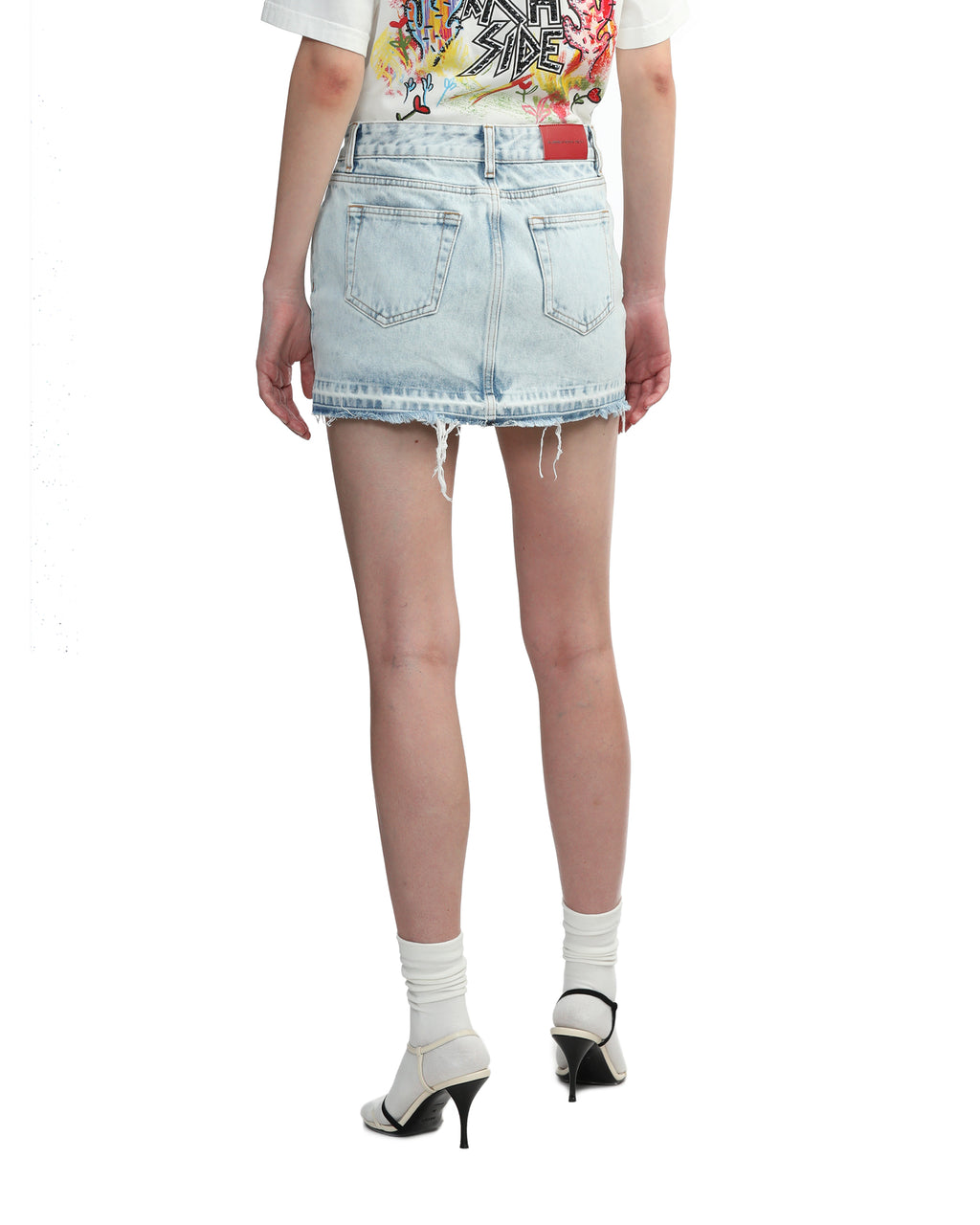 Denim skirt with studs