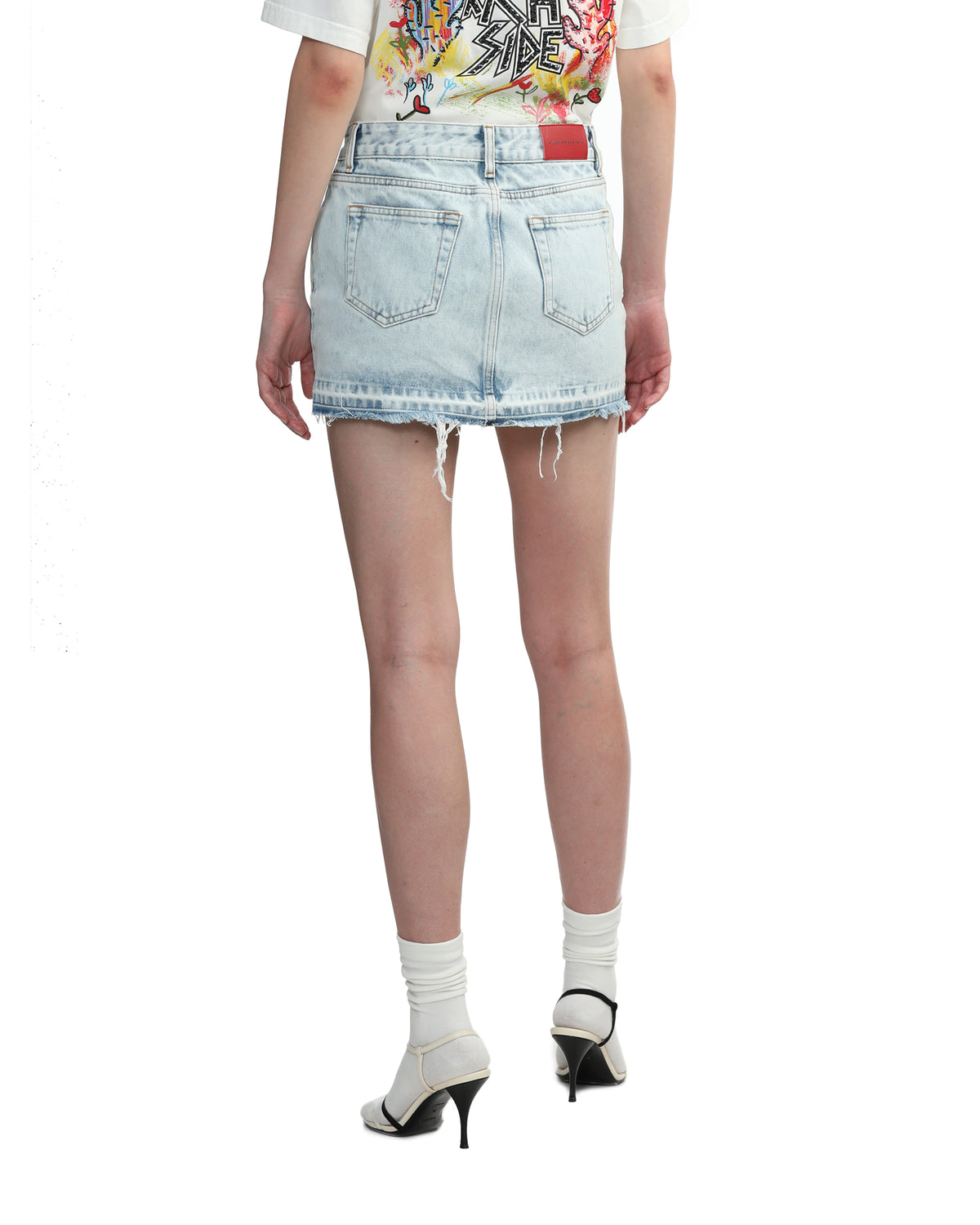 Denim skirt with studs