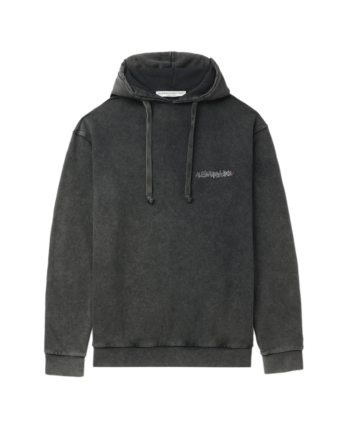 Jersey hoodie with print and hotfix