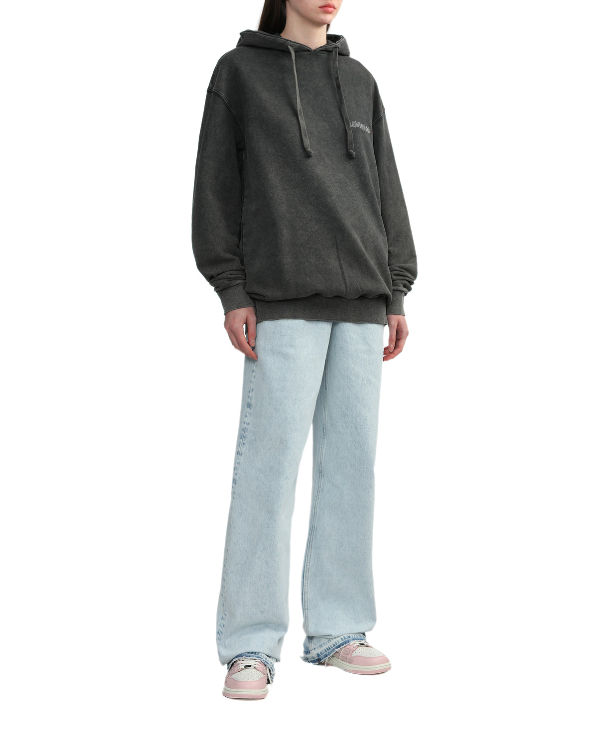 Jersey hoodie with print and hotfix