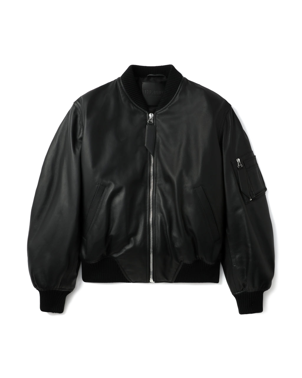 Leather bomber jacket