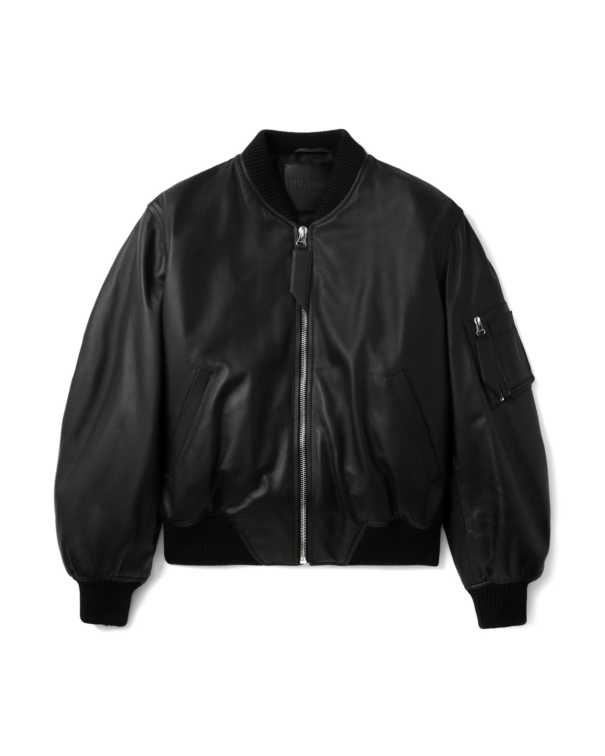Leather bomber jacket