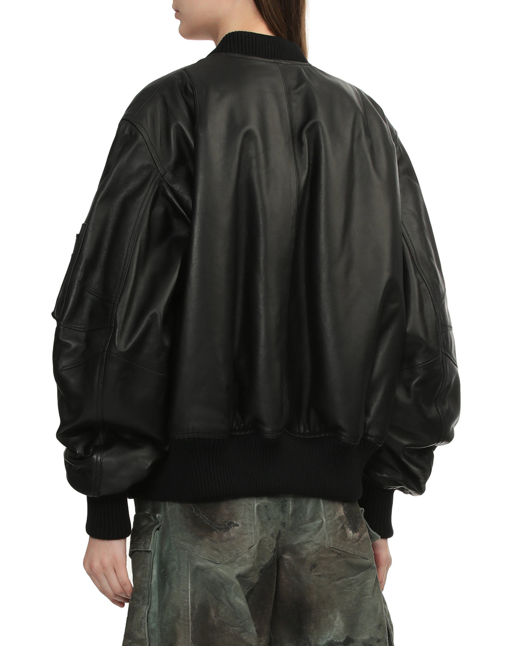 Leather bomber jacket