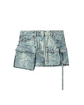 Denim cargo mini skirt
