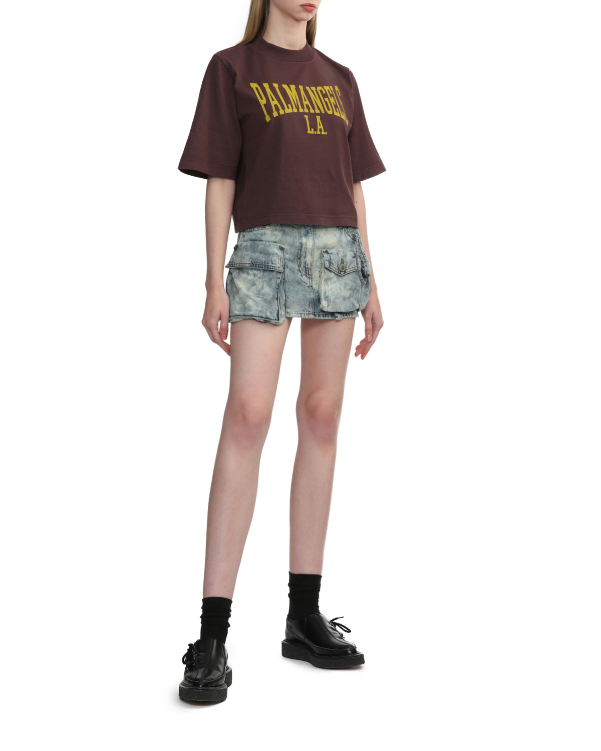 Denim cargo mini skirt
