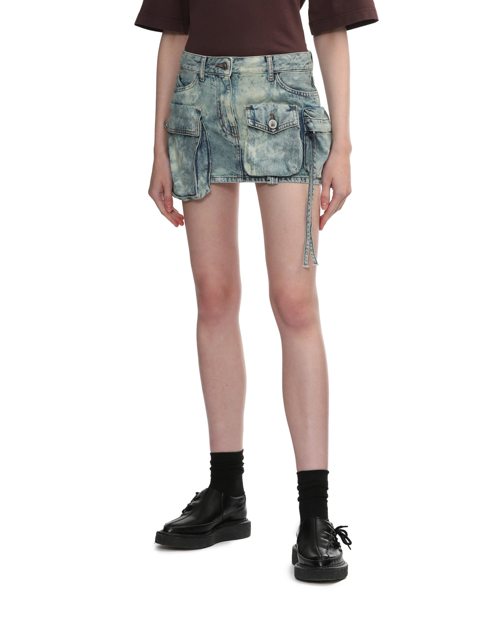 Denim cargo mini skirt