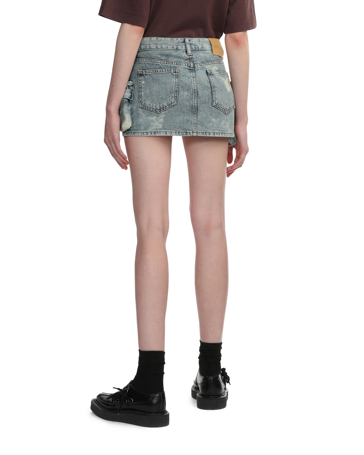 Denim cargo mini skirt