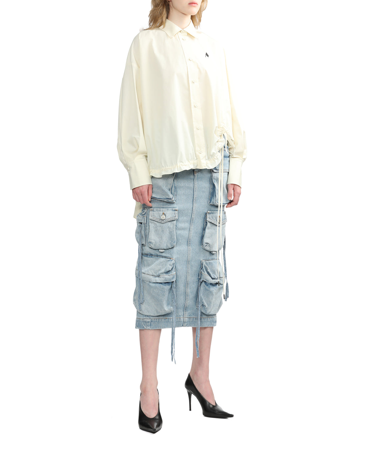 Midi denim skirt