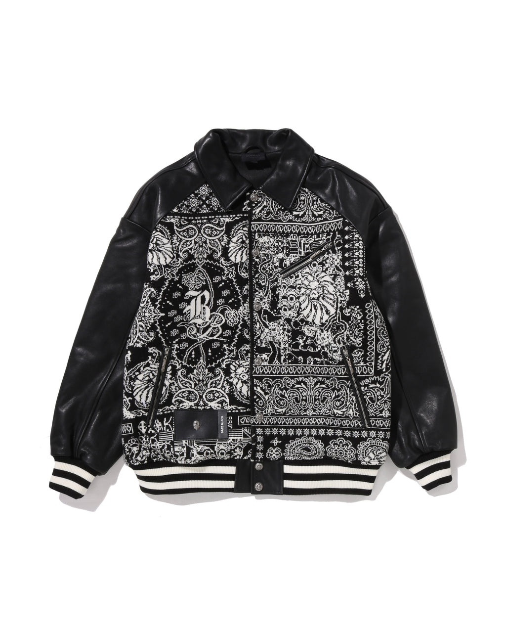 Knit Paisley Trimmed Varsity Jacket