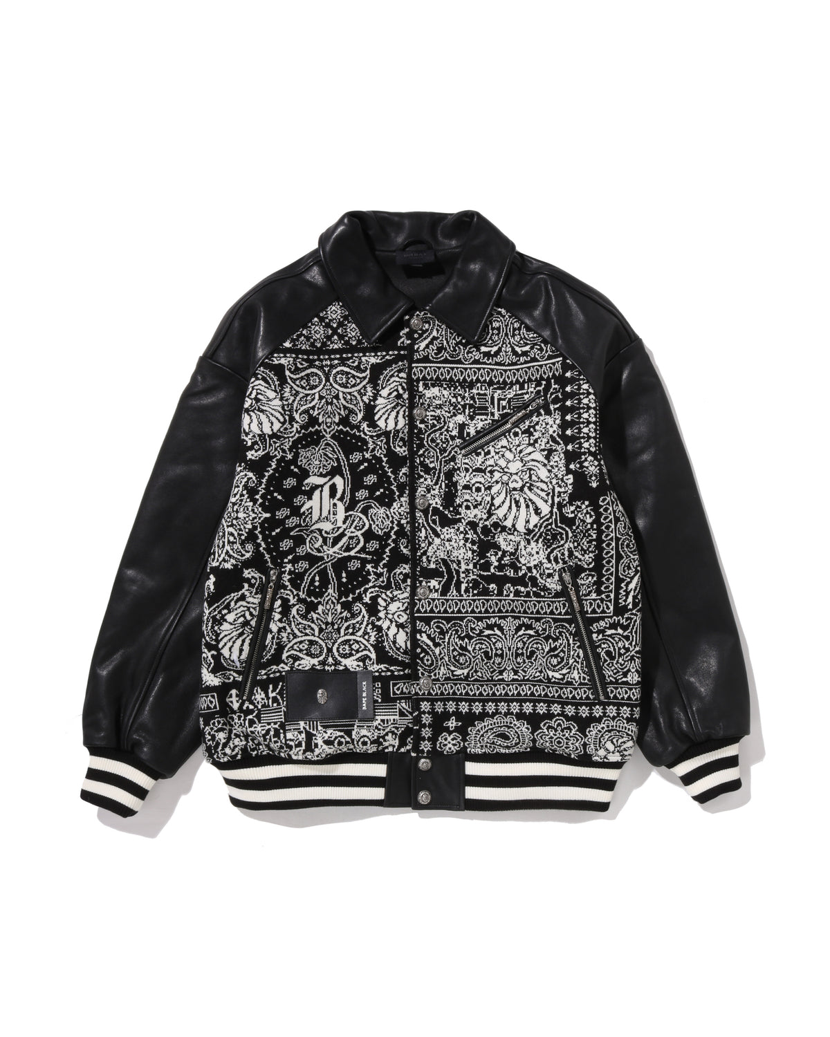 Knit Paisley Trimmed Varsity Jacket