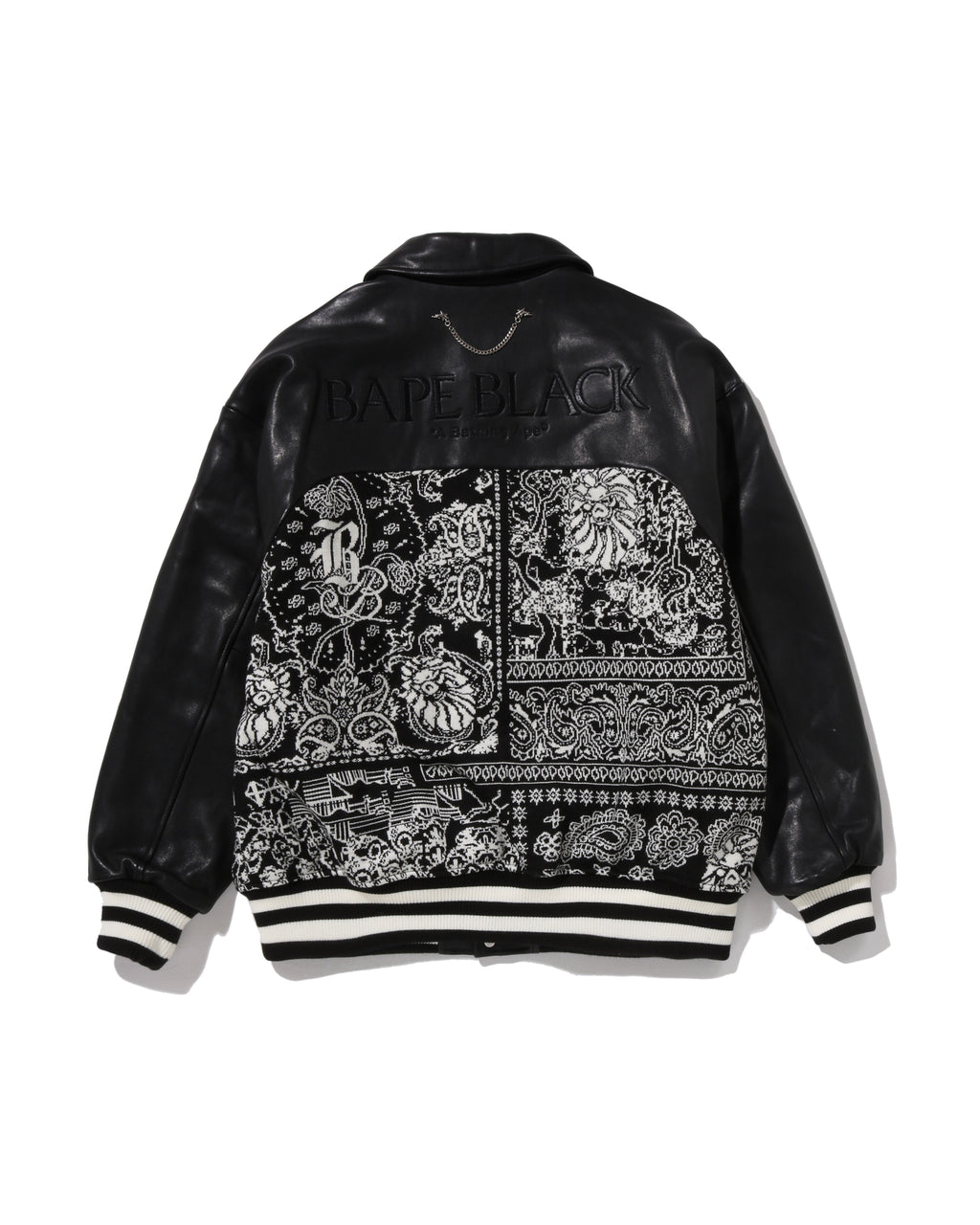 Knit Paisley Trimmed Varsity Jacket