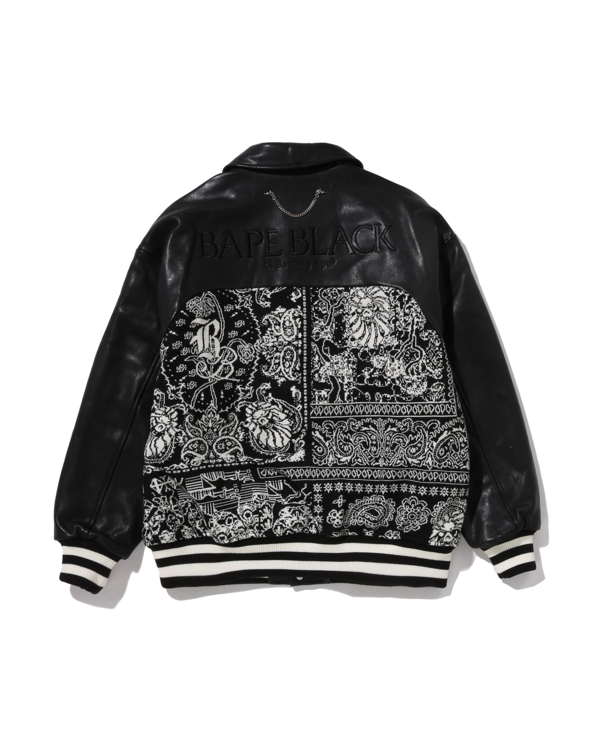 Knit Paisley Trimmed Varsity Jacket