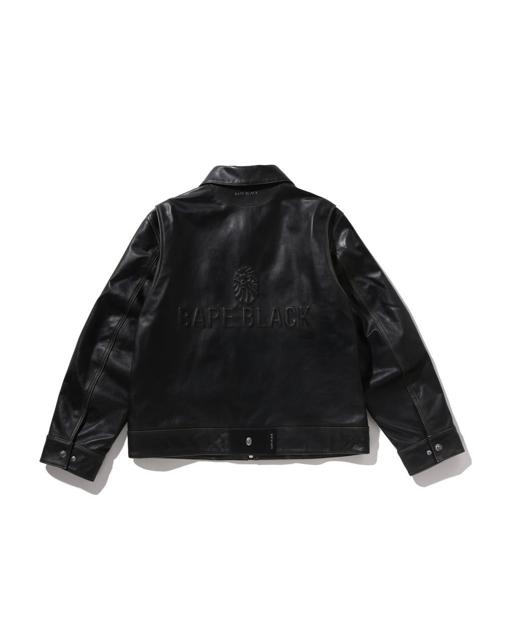 BAPE Black Washed Leather Biker Jacket