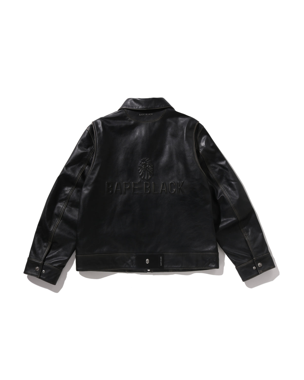 BAPE Black Washed Leather Biker Jacket