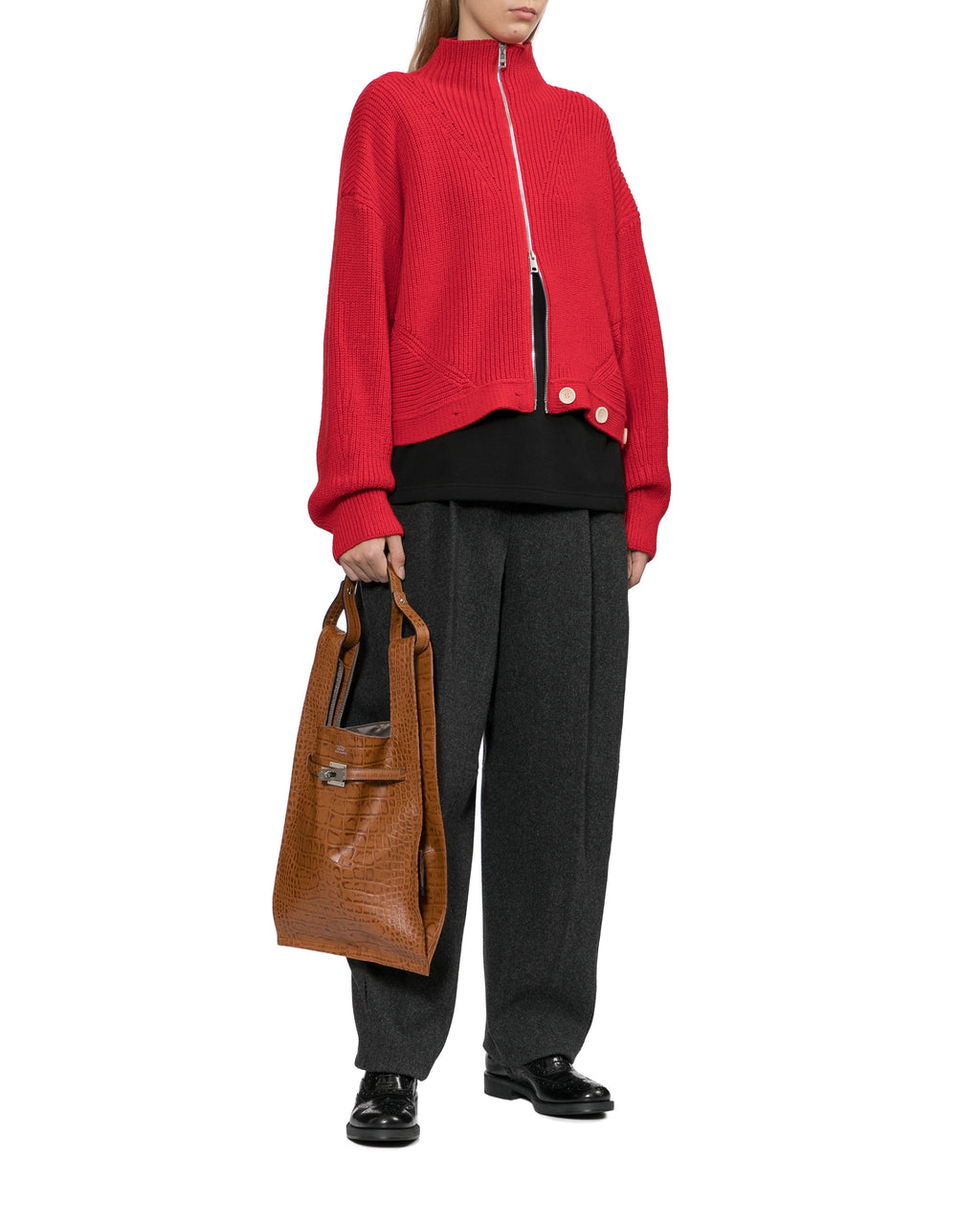 Mock neck zip cardigan