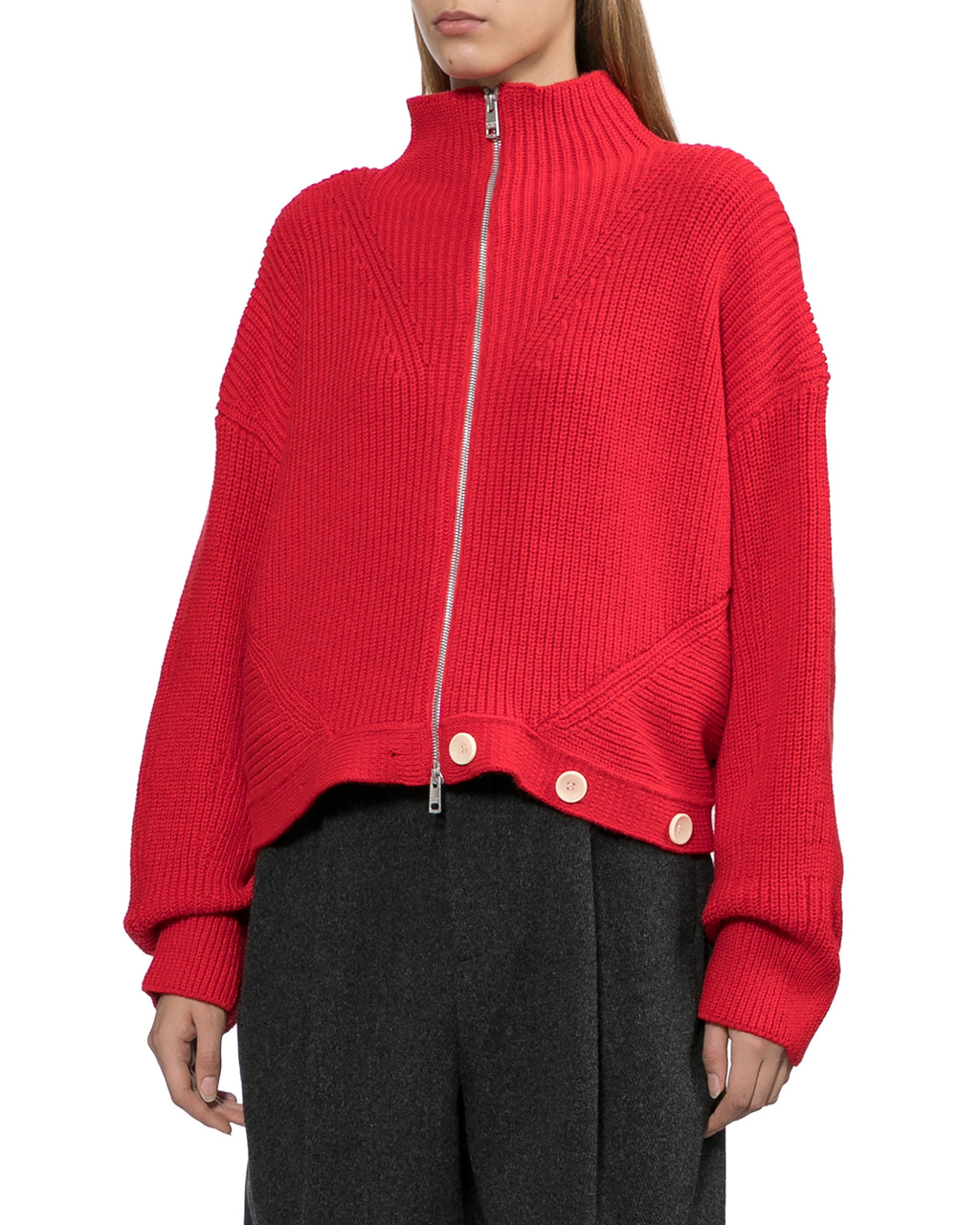 Mock neck zip cardigan