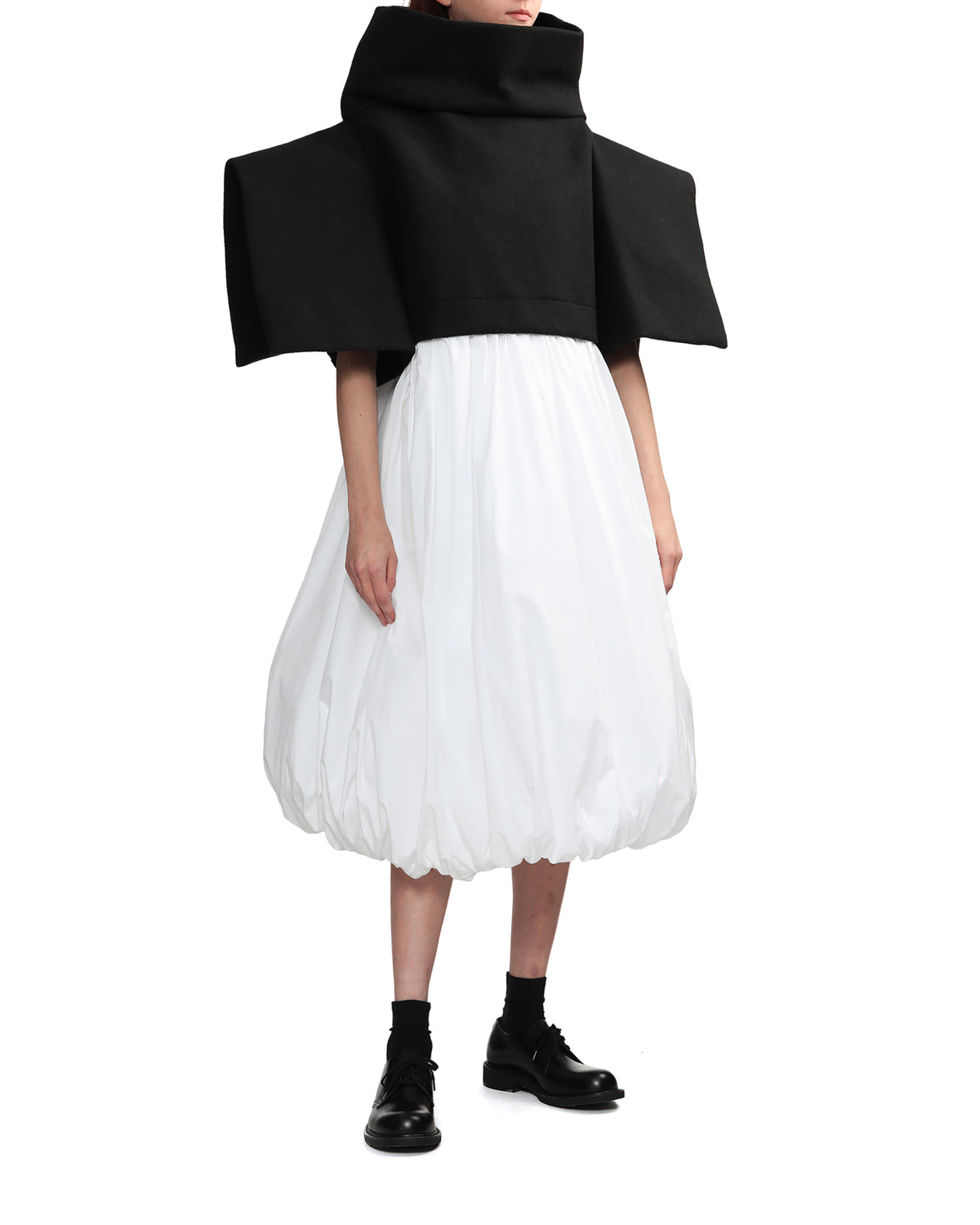 Panelled sculptural balloon dress