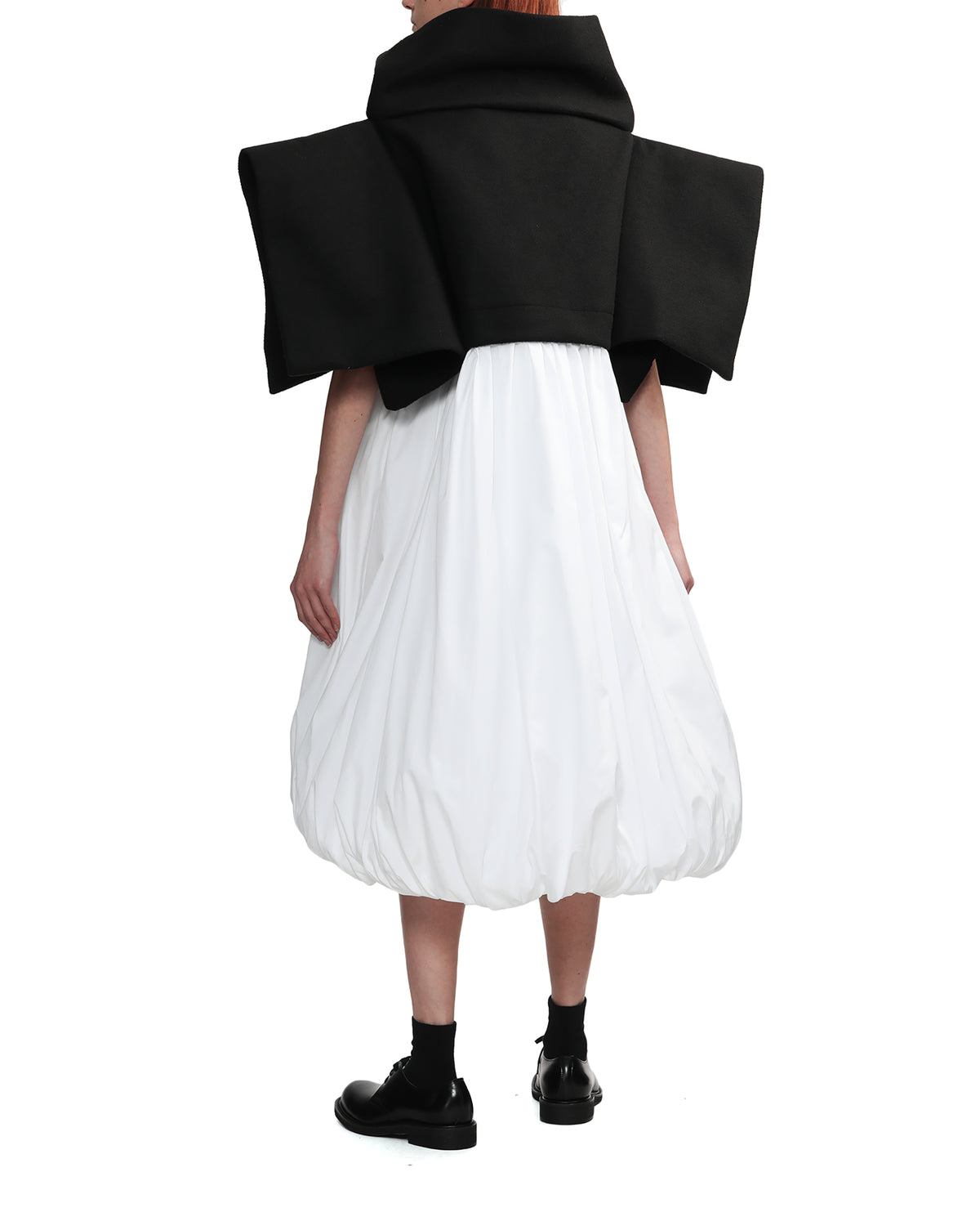 Panelled sculptural balloon dress