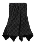Patterned asymmetric midi skirt