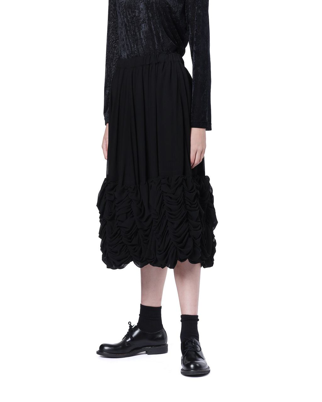 Ruffled midi skirt